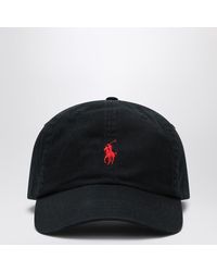 Polo Ralph Lauren - Cappello nero in cotone con logo - Lyst