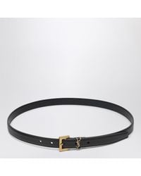 Saint Laurent - Milo Logo Buckle Leather Belt - Lyst