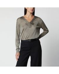 Valentino - Viscose-Blend Lace V-Neck Sweater - Lyst