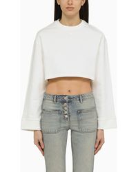 Courreges - White Cotton Cropped Sweatshirt - Lyst