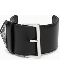 Prada Leather Buckle Bracelet - Black