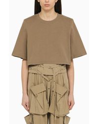 Isabel Marant - T-shirt cropped color kaki in cotone - Lyst