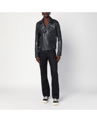 rickowens cyclops biker ライダース レザージャケット50 Rick Owens Black Leather Cyclops Biker Jacket for Men | Lyst