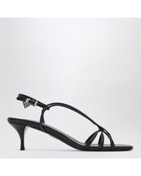 Prada - Leather Sandal With Heel - Lyst