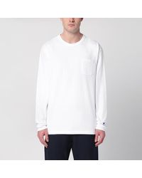 Champion - Weißes Langärmeliges T-Shirt - Lyst