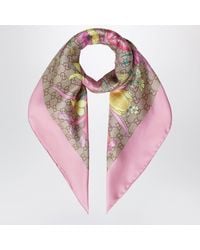 Gucci - Silk Twill Carre With Gg Print - Lyst
