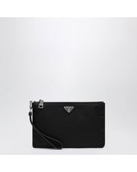 Prada - Beutel Aus Schwarzem Re-Nylon Und Saffiano-Leder - Lyst