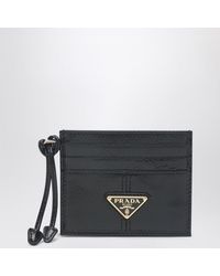 Prada - Leather Card Holder With Triangle Logo - Lyst