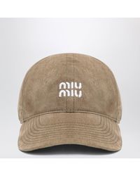 Miu Miu - Cappello Da Baseball Sabbia E Nero - Lyst