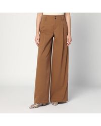 Chloé - Pantaloni a palazzo marroni in cotone - Lyst