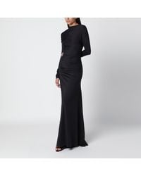 Victoria Beckham - Long Dress With Draped Shoulders - Lyst