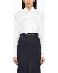 Patou - White Cropped Shirt With Bow - Lyst
