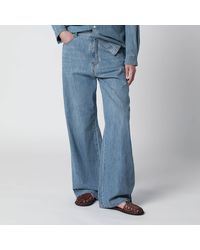 Miu Miu - High-Waisted Wide-Leg Chambray Pants - Lyst