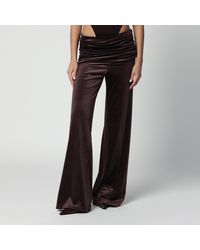 ANDAMANE - Velvet-Effect Trousers With Draped Waistband - Lyst