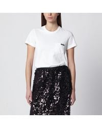 Prada - T-Shirt Girocollo Bianca - Lyst