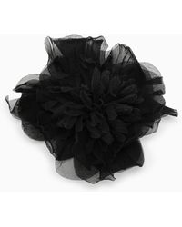 Max Mara - Black Silk Flower Brooch - Lyst