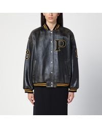 Prada - Leather Bomber Vintage With Patch - Lyst