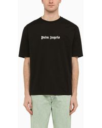Palm Angels - T-shirt nera in cotone con logo - Lyst