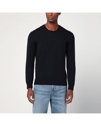 Drumohr - Marineblauer Wollpullover Mit Rundhals - Lyst