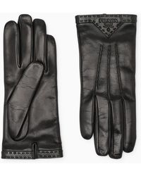 Prada - Leather Gloves With Logo - Lyst