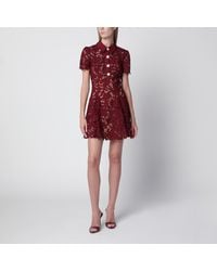 Self-Portrait - Lace Mini Dress With Floral Buttons - Lyst