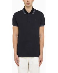 Etro - Blue Short Sleeved Polo Shirt With Logo Embroidery - Lyst