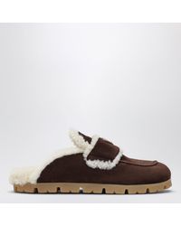 Prada - Suede And Shearling Clogs - Lyst