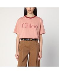 Chloé - Logo Print T Shirt Rosa-Donna - Lyst