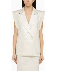 FEDERICA TOSI - Silver Double-breasted Cotton-blend Waistcoat - Lyst