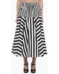 Patou - White/ Striped Cotton Skirt - Lyst