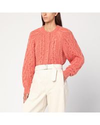 Isabel Marant - Cardigan yara rosa ruggine in maglia traforata - Lyst