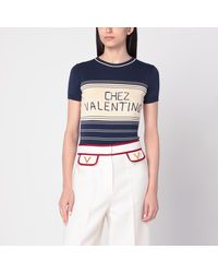 Valentino - Ribbed Top With Chez Embroidery - Lyst