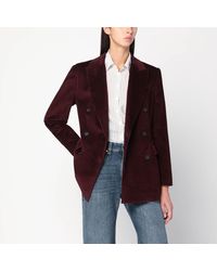Brunello Cucinelli - Bordeaux Velvet Double-Breasted Jacket - Lyst