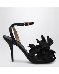 Ferragamo - Satin Flower Sandals - Lyst