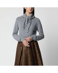 Prada - Cashmere Sweater With Jeweled Scarf - Lyst