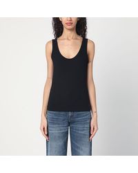 Calvin Klein - Schwarzes Geripptes Tank-Top - Lyst
