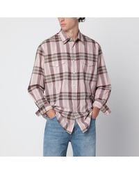 AURALEE - Camicia A Quadri Rosa - Lyst