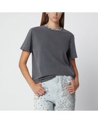 Golden Goose - Anthracite Cotton T-Shirt With Cabochon Crystals - Lyst