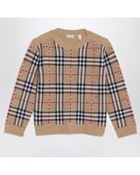 Burberry - Check Wool Pullover - Lyst