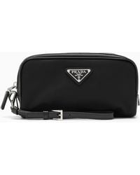 Prada - Black Re-nylon And Brushed Leather Carrier - Lyst