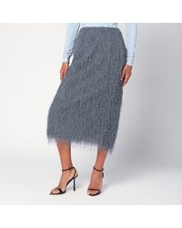 Dries Van Noten - Dark Midi Skirt With Fringes - Lyst