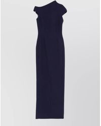 Solace London - Crepe Asymmetric Neck Cap Sleeve Slim-Fit Maxi Dress - Lyst