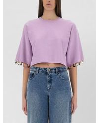 Rabanne - Knit Crop Top Round Neck Short Sleeves - Lyst