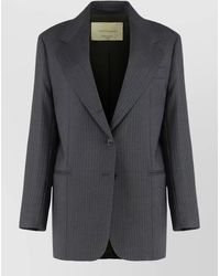 Weekend by Maxmara - Wool Crepe Stretch Pinstripe Notch Lapel Blazer - Lyst