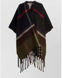 Barbour - Boucle Plaid Cape Fringe Hem - Lyst