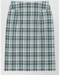 Prada - High Waist Checked Skirt Button Back - Lyst