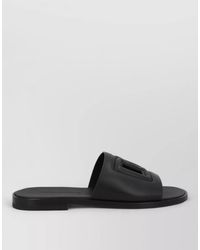 Dolce & Gabbana - Leather Logo-Embellished Slide Sandals - Lyst