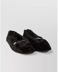 Ferragamo - Shearling Ballet Flats Buckle Detail - Lyst