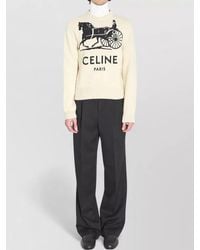 Celine - Crew Neck Graphic Knitwear Long Sleeve Sweater - Lyst