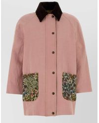 Valentino Garavani - Denim Jacket Contrast Collar Floral Pockets - Lyst